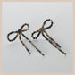 Diamante Bow Earrings - Black & Gold Mix