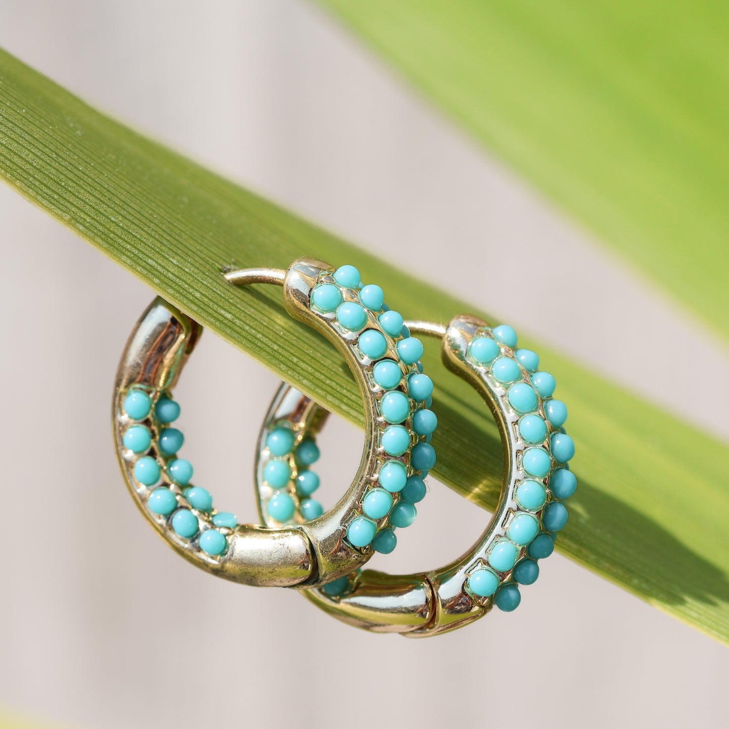 Aegean Turquoise Gold Hoop Earrings