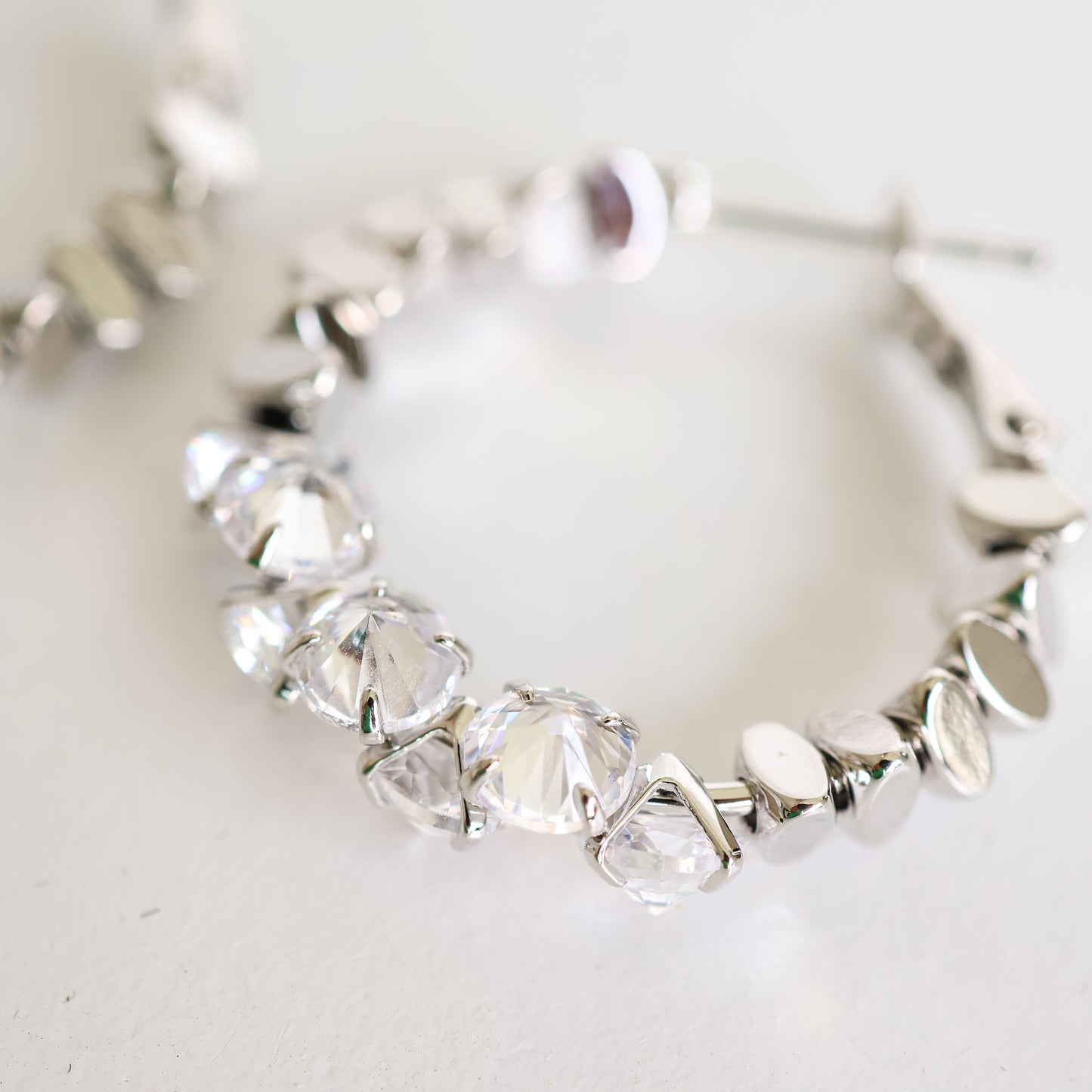 LUMINA Crystal Hoop Earrings - Silver