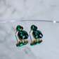 Radiance Duo Gem Earrings - Emerald Green