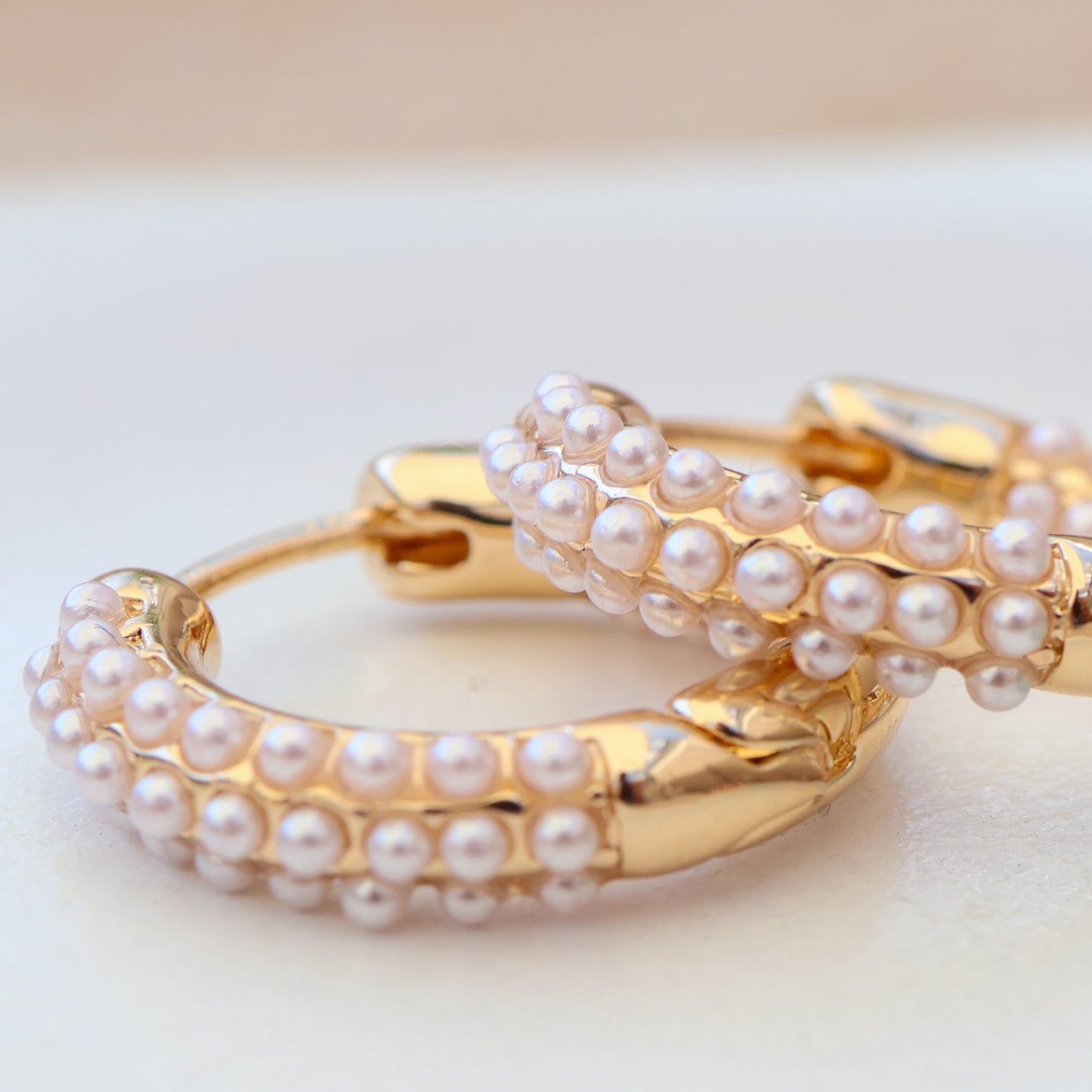 Riviera Pearl Gold Hoop Earrings