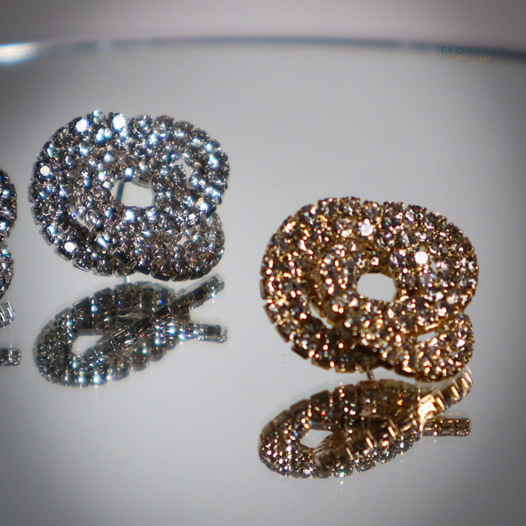 Gold Sparkle Elegant Swirl Diamanté Earrings