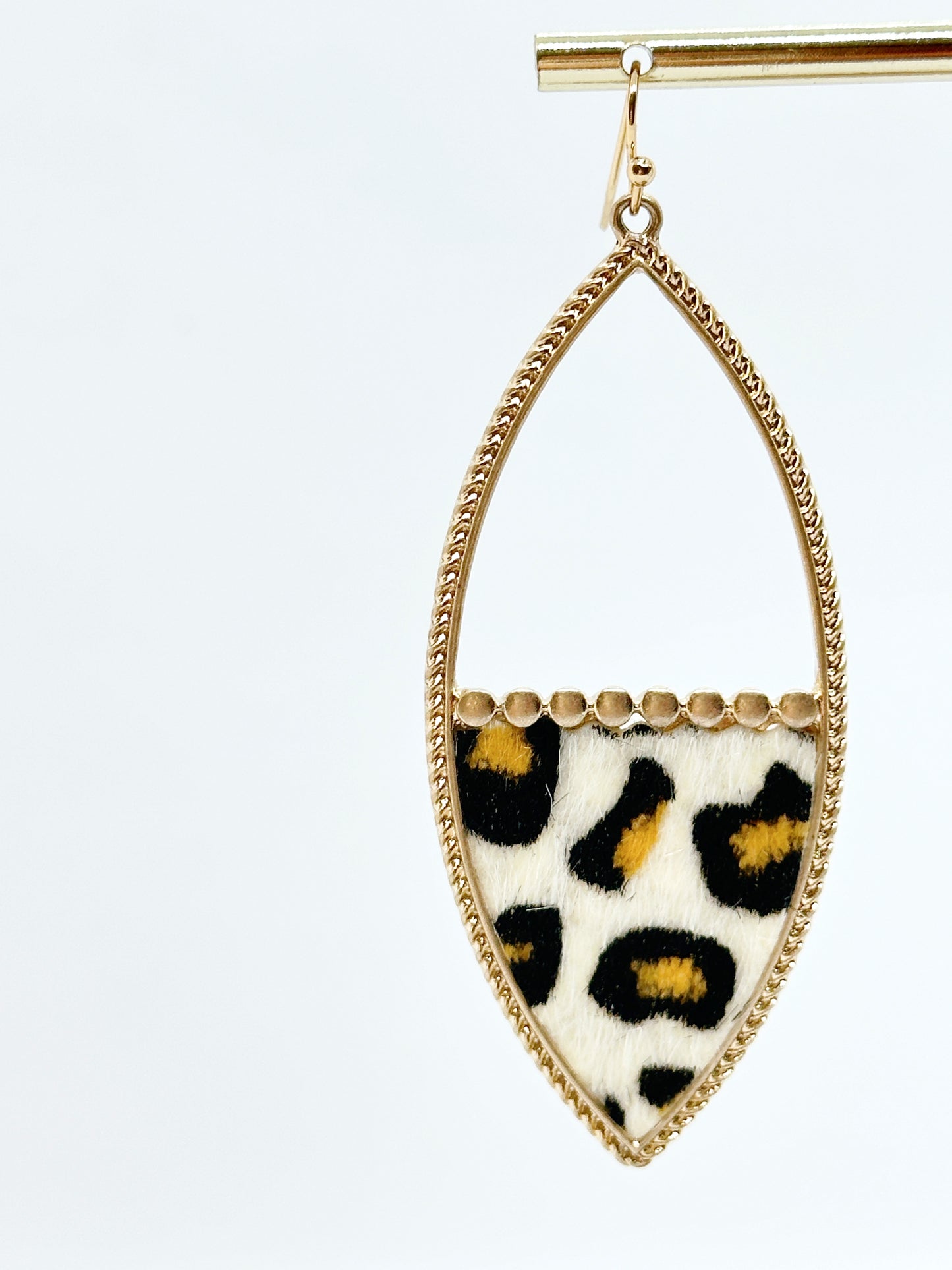 Animal & Gold Large Statement Earrings - Snow Leopard