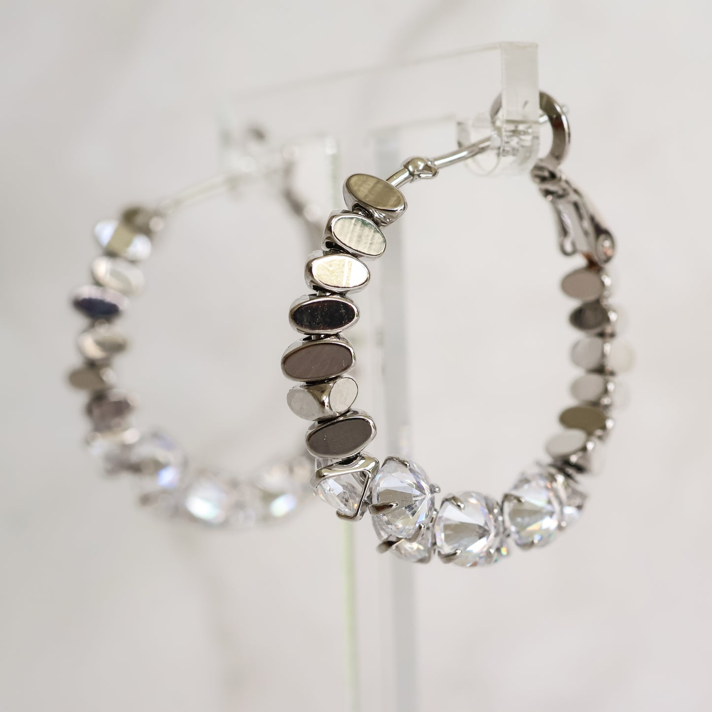 LUMINA Crystal Hoop Earrings - Silver