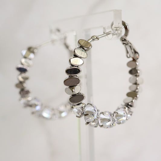 LUMINA Crystal Hoop Earrings - Silver