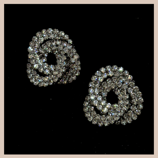 Silver Sparkle Elegant Swirl Diamanté Earrings - Silver