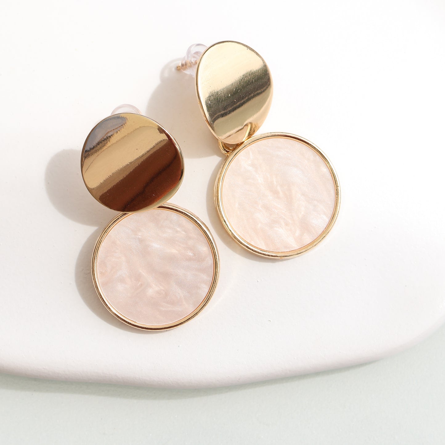 Oyster Glow Gold Statement Earrings
