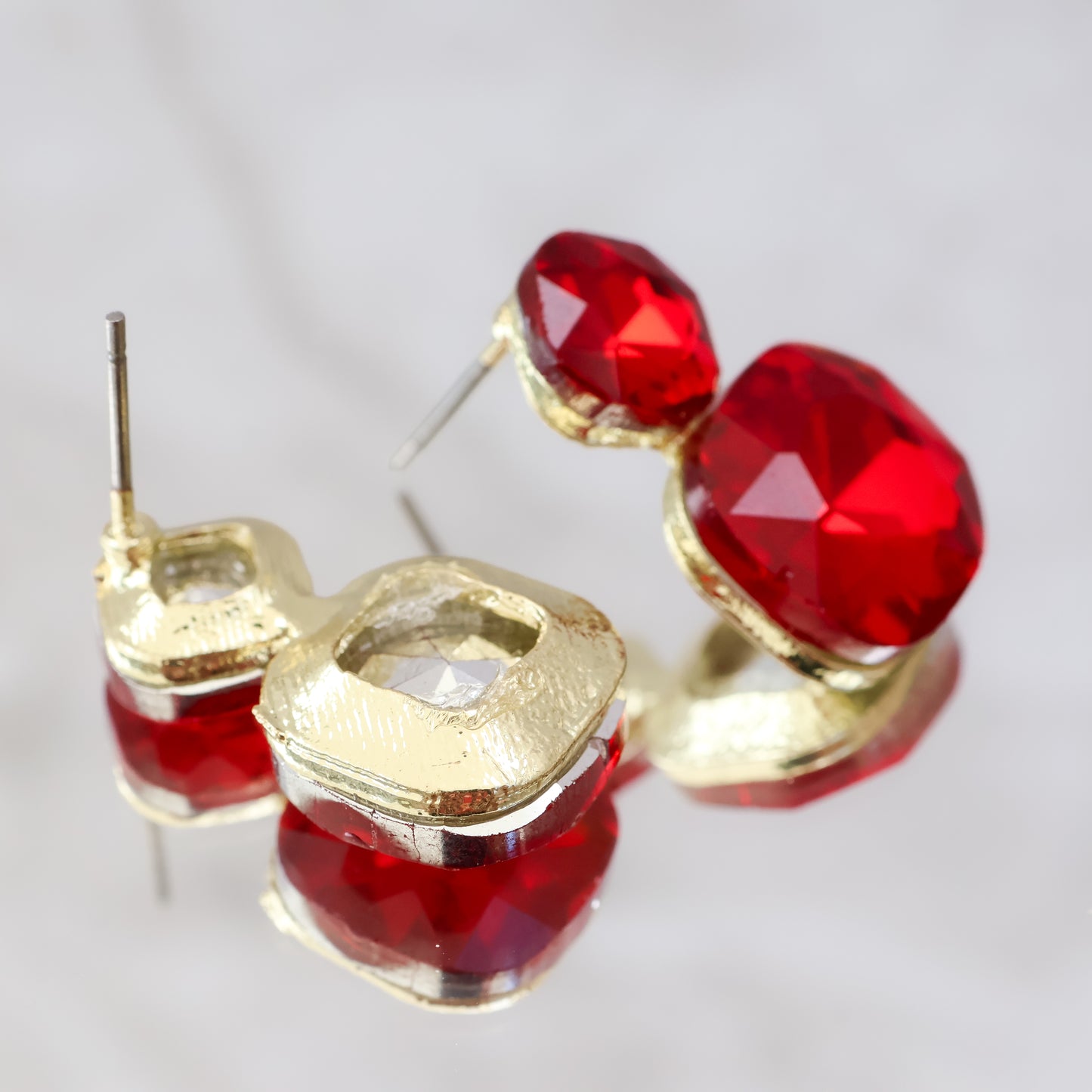 Radiance Duo Gem Earrings - Ruby