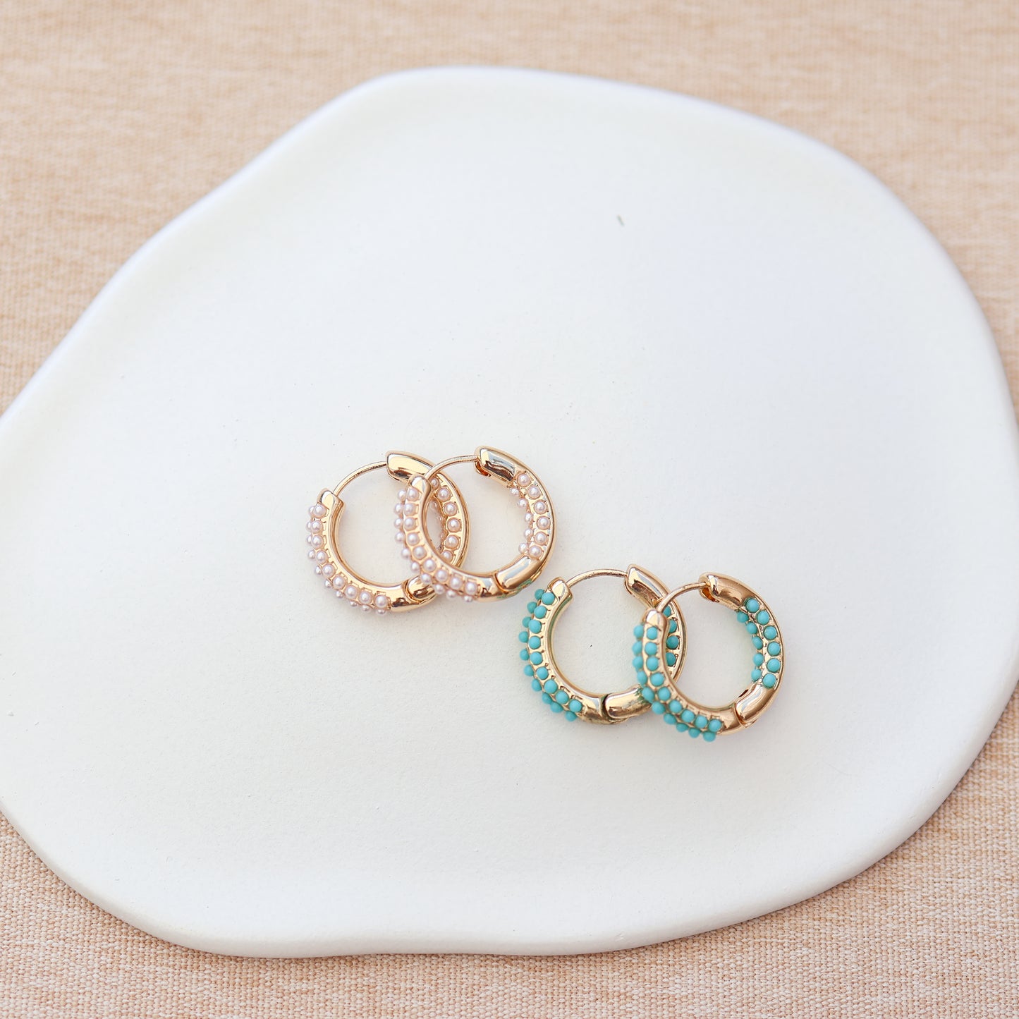 Aegean Turquoise Gold Hoop Earrings