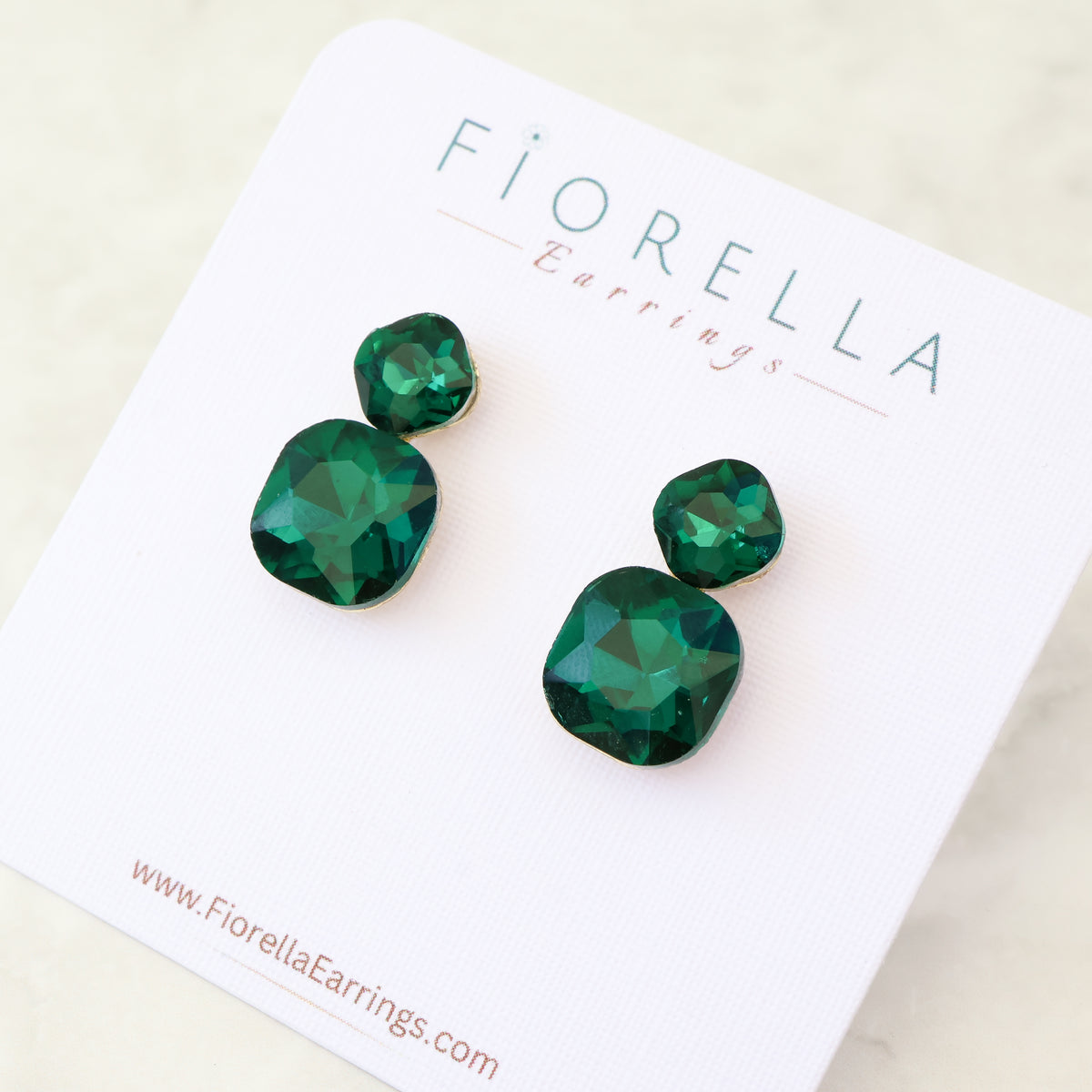 Radiance Duo Gem Earrings - Emerald Green
