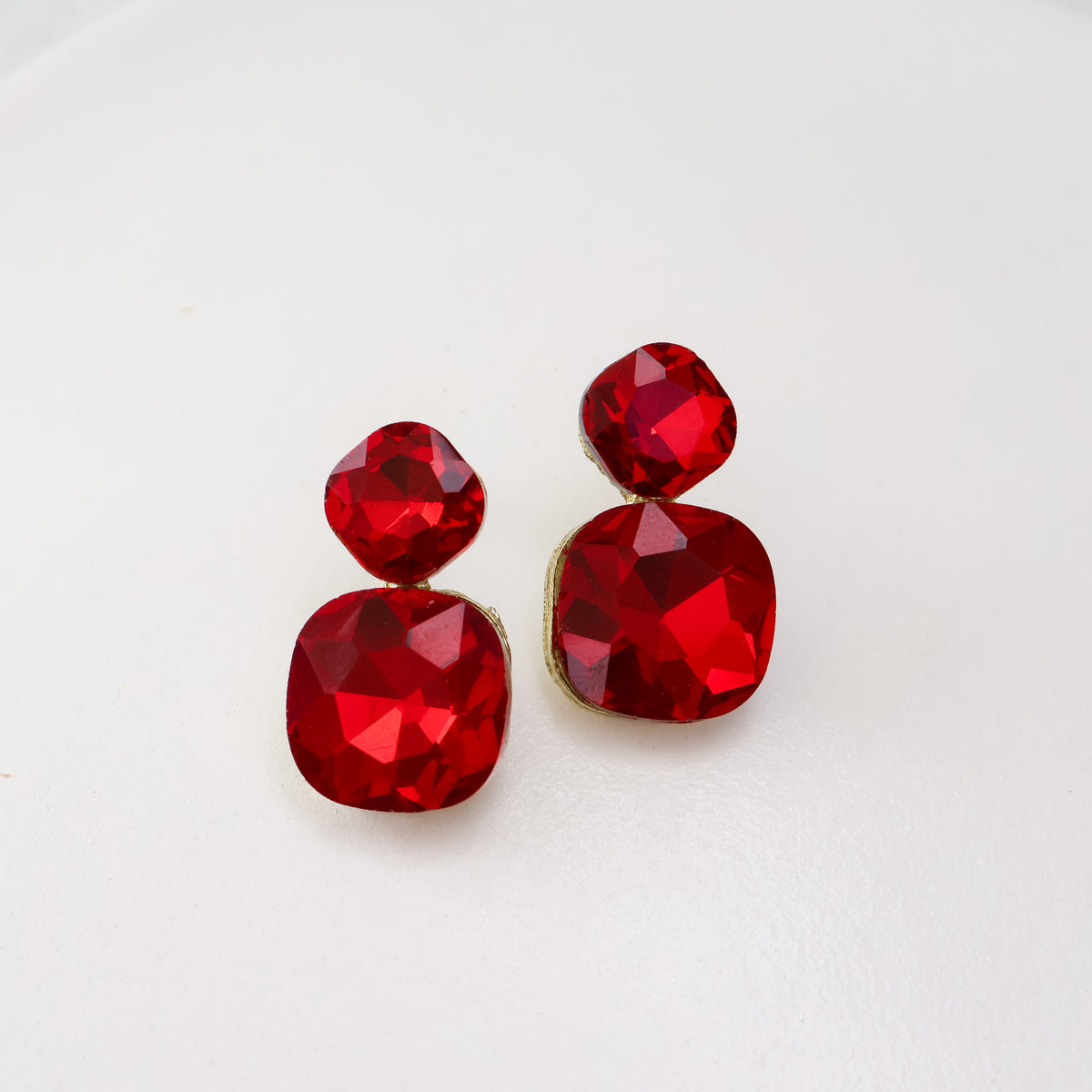 Radiance Duo Gem Earrings - Ruby