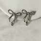 Ribbon Bow Stud Earrings - Silver