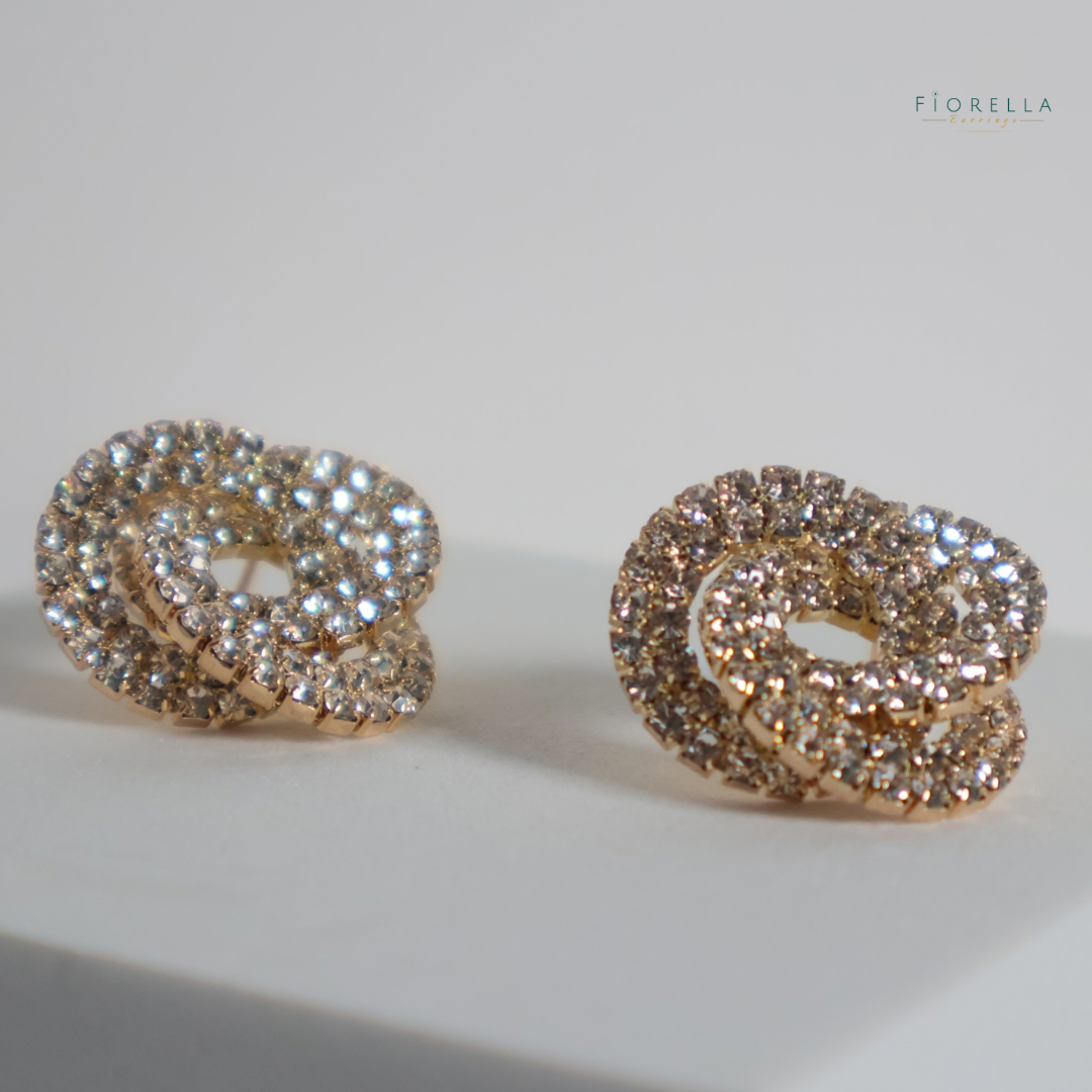 Gold Sparkle Elegant Swirl Diamanté Earrings