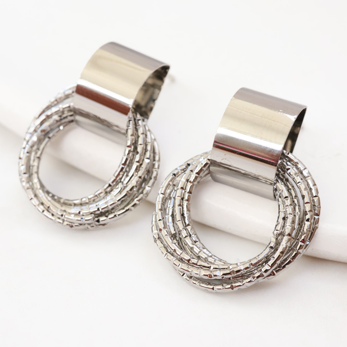 Eternity Textured Silver Earrings