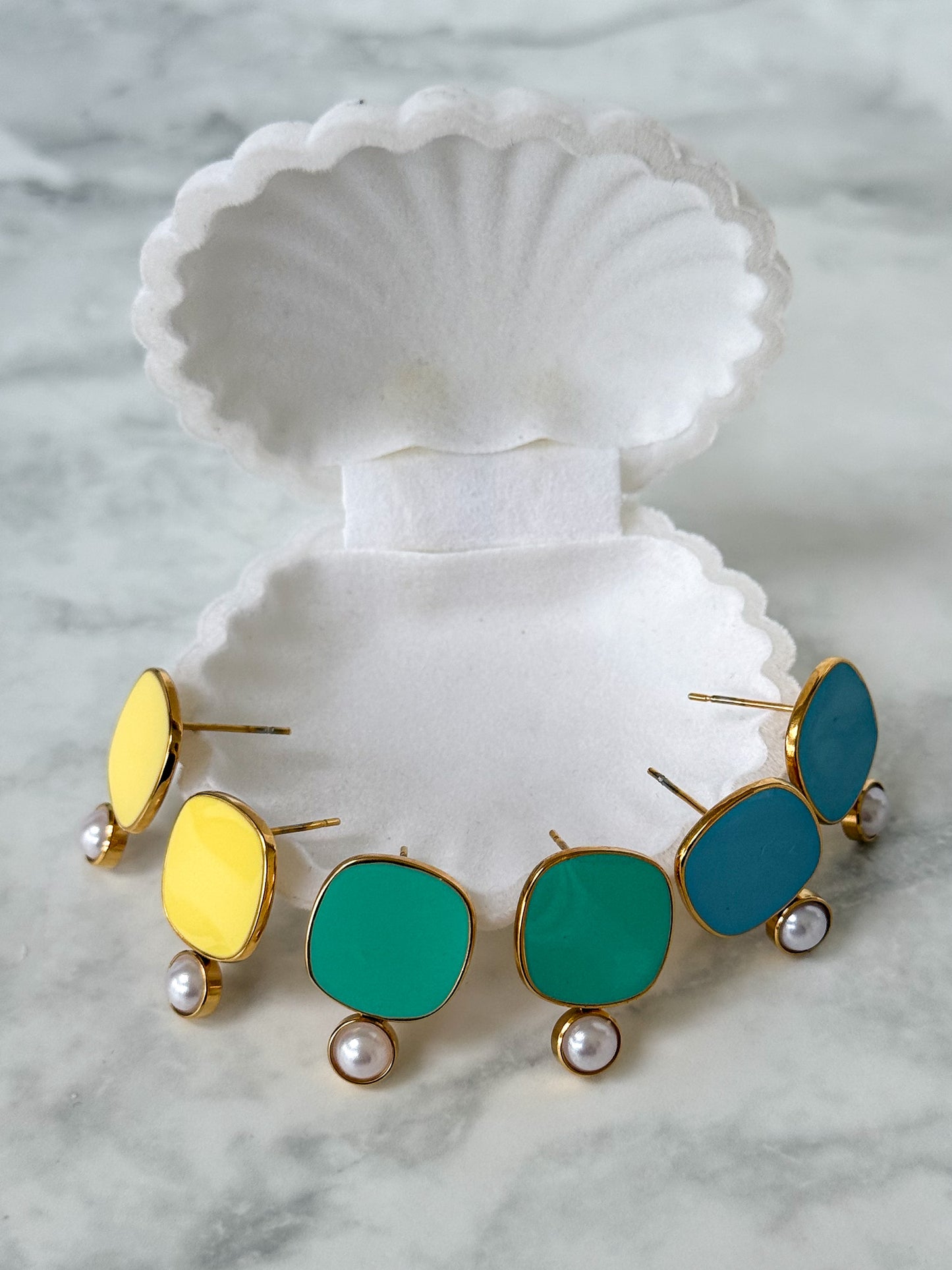 Viva Colour Pearl Earrings - Sky Blue