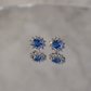 Oval Halo Studs - Sapphire Blue