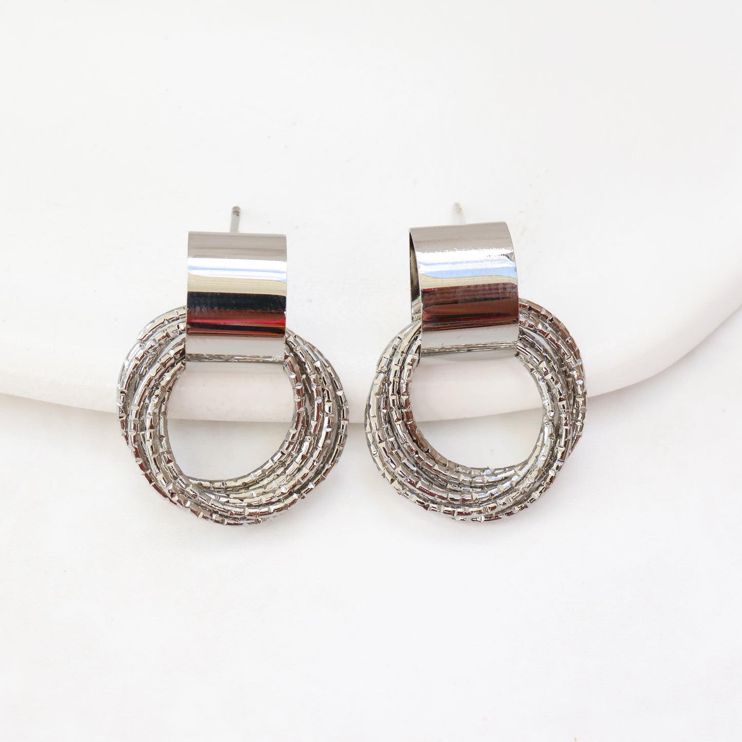 Eternity Textured Silver Earrings