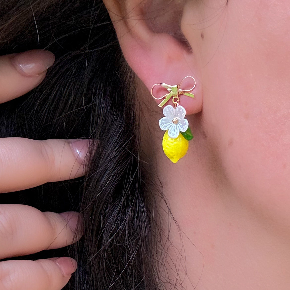 Amalfi Lemon Bow Blossom Drop Earrings