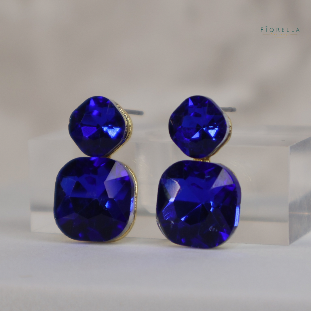 Radiance Duo Gem Earrings - Sapphire
