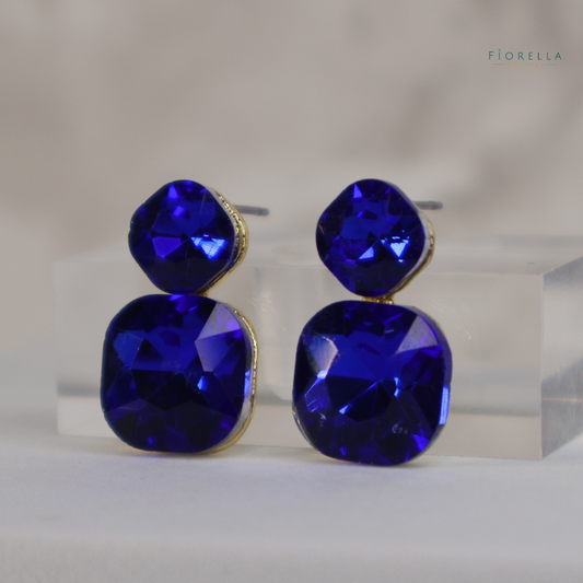 Radiance Duo Gem Earrings - Sapphire