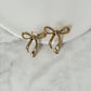 Ribbon Bow Stud Earrings - Gold