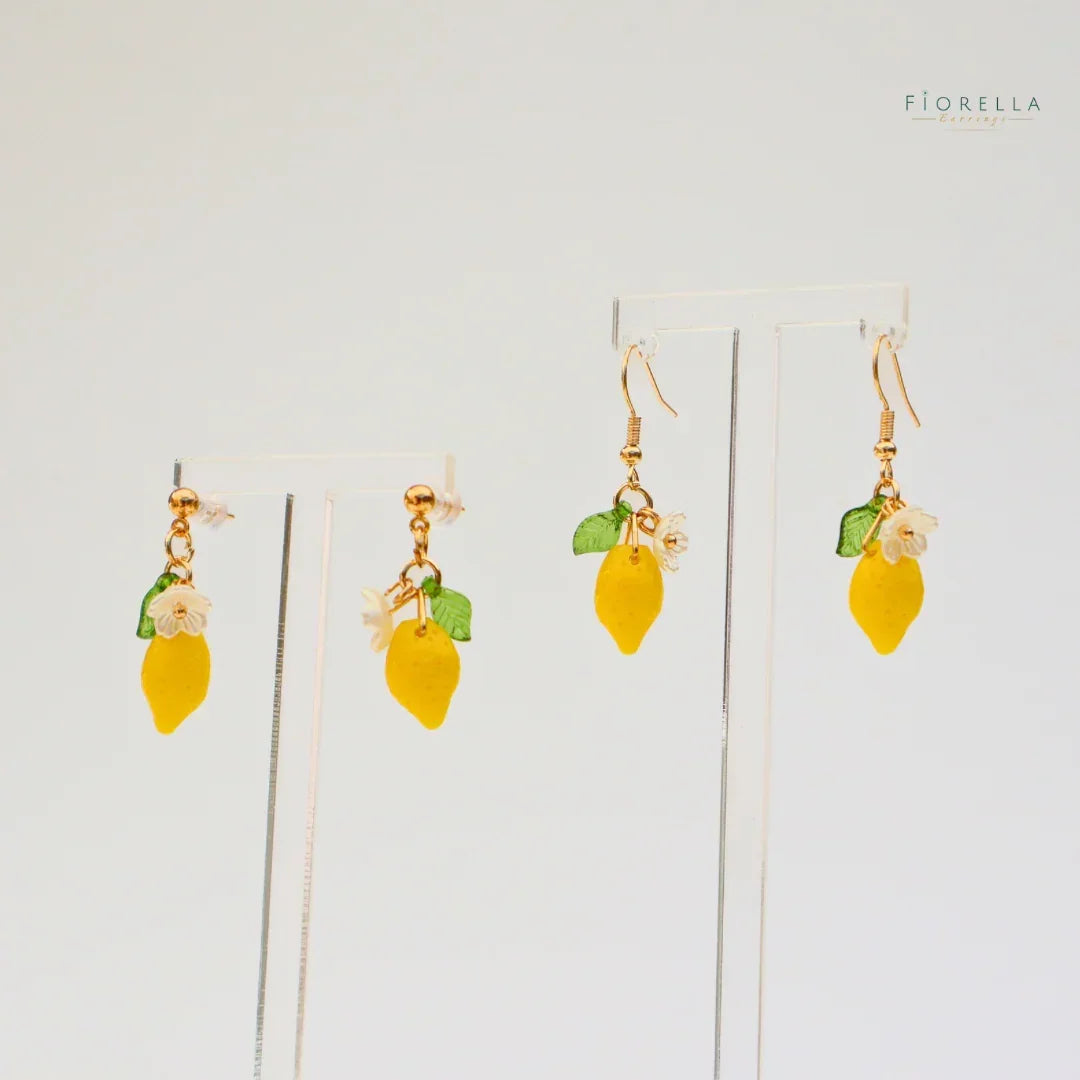 Zesty Lemon Charm Hook Earrings