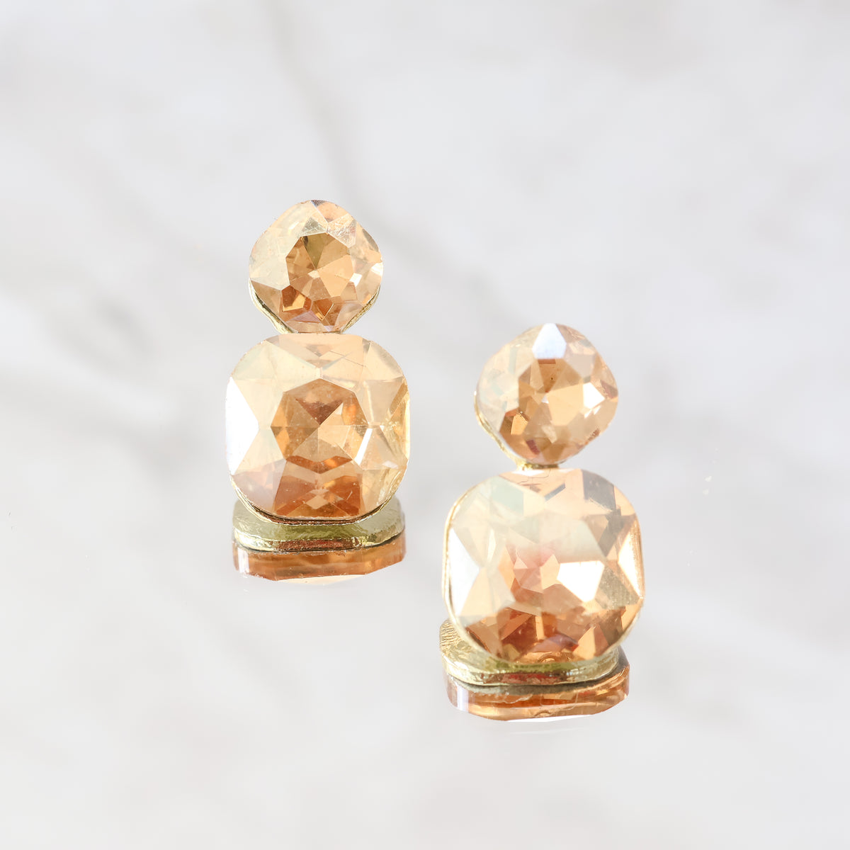 Radiance Duo Gem Earrings - Champagne