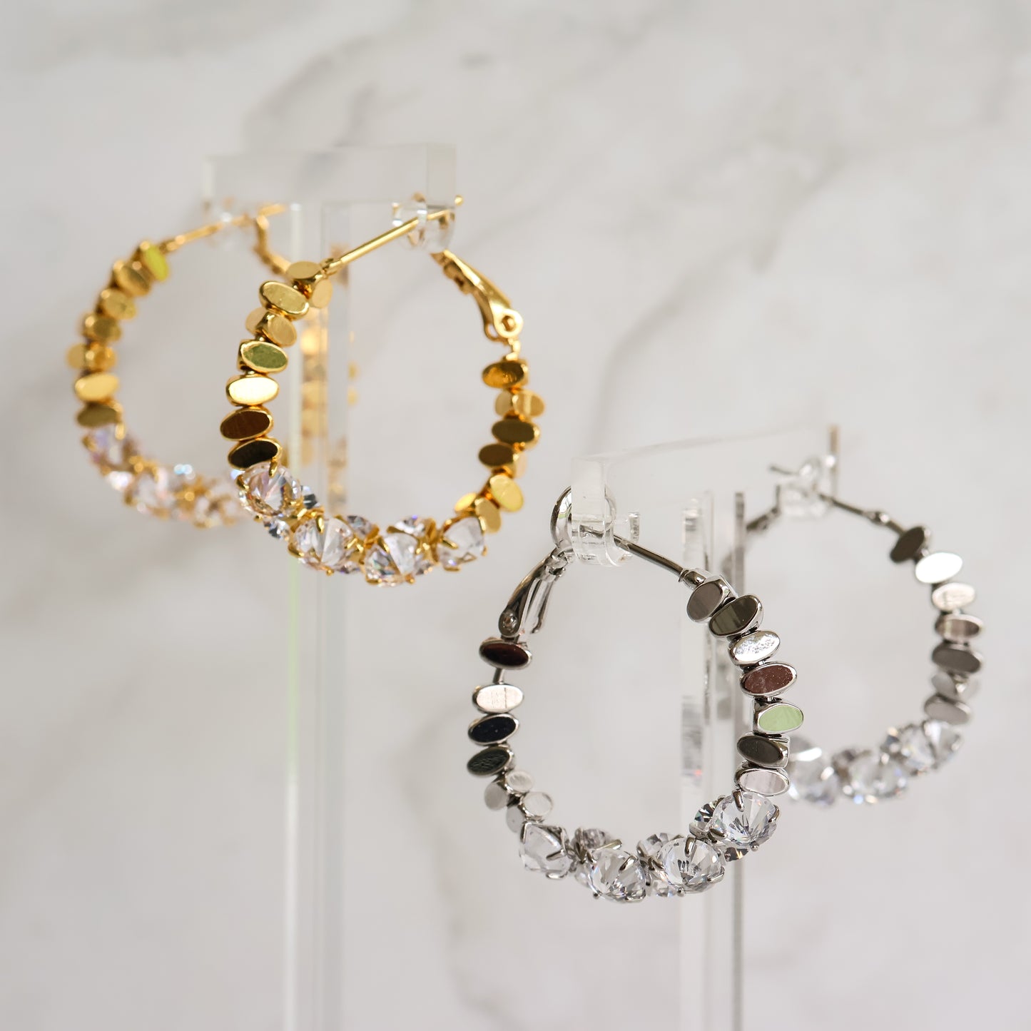 LUMINA Crystal Hoop Earrings - Gold