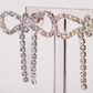 Silver Diamanté Wide Bow Earrings