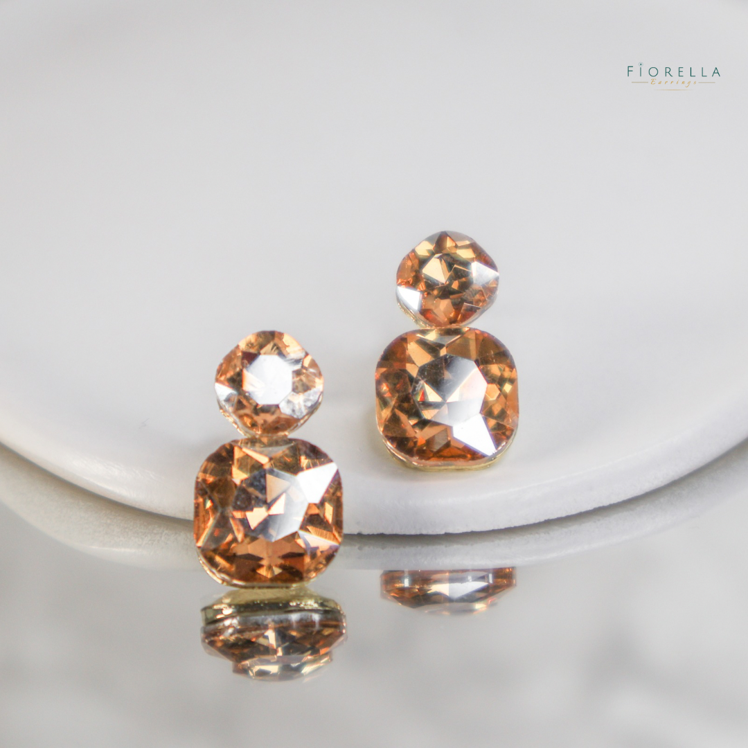 Radiance Duo Gem Earrings - Champagne