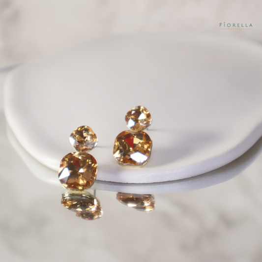 Radiance Duo Gem Earrings - Champagne