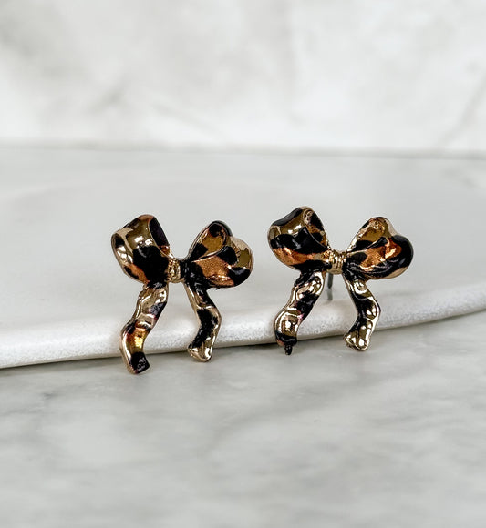 Leopard Print Bow Studs