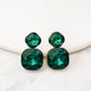 Radiance Duo Gem Earrings - Emerald Green