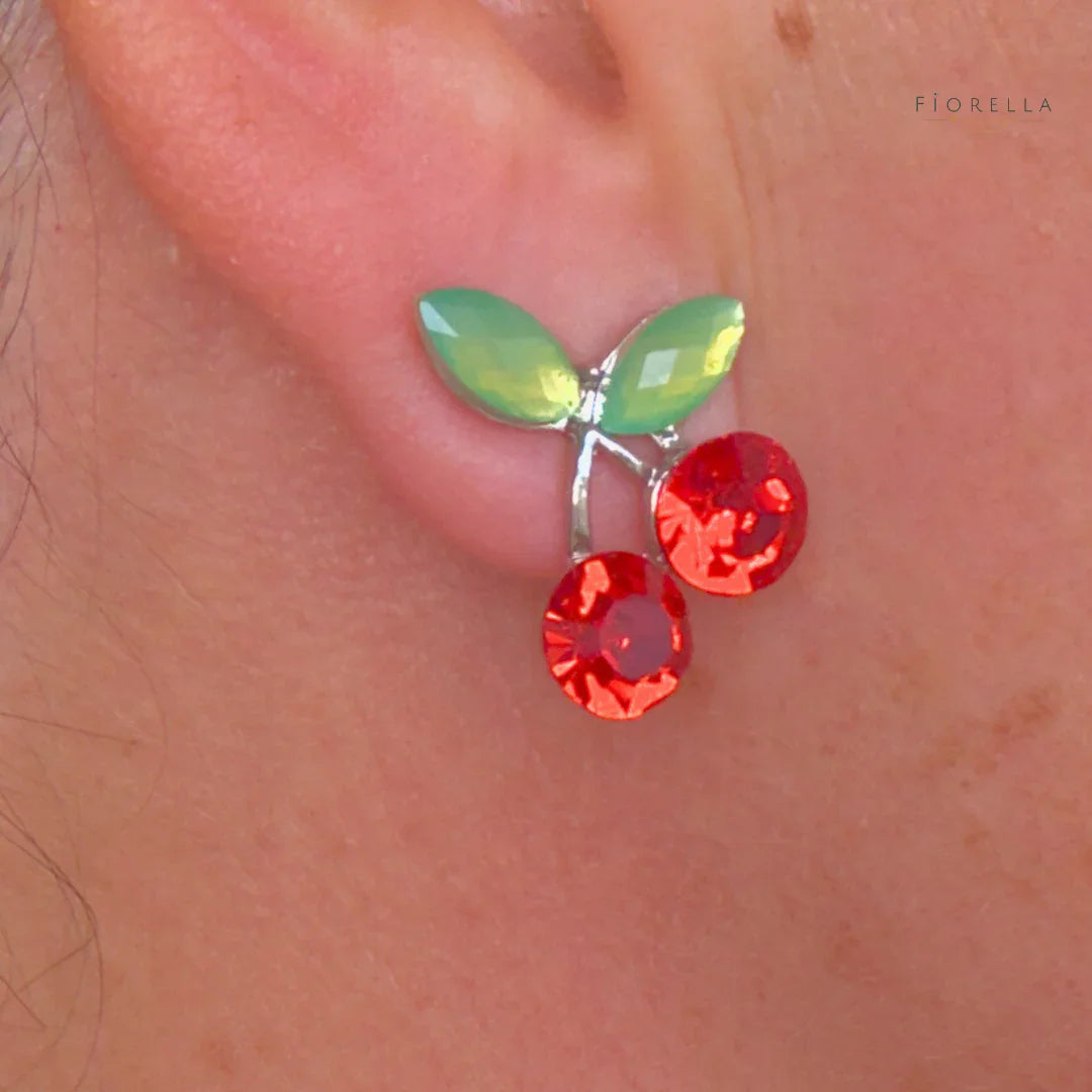 Cherry Delight Crystal Stud Earrings