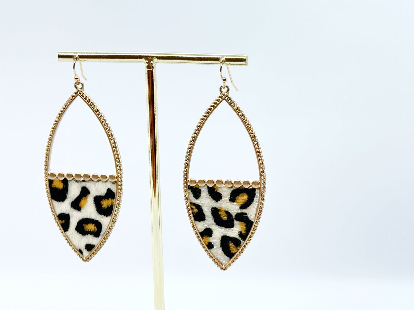 Animal & Gold Large Statement Earrings - Snow Leopard