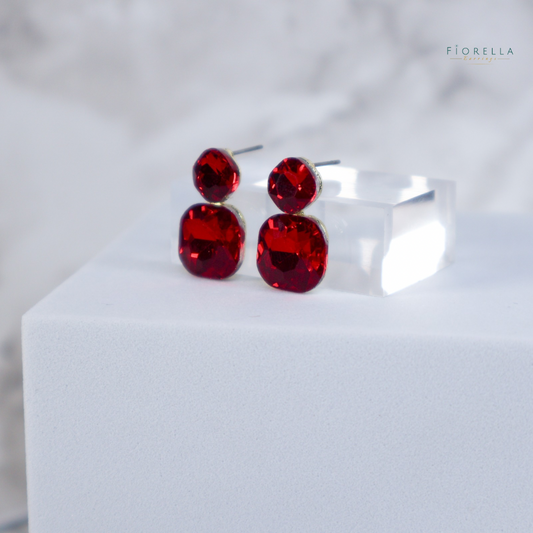 Radiance Duo Gem Earrings - Ruby