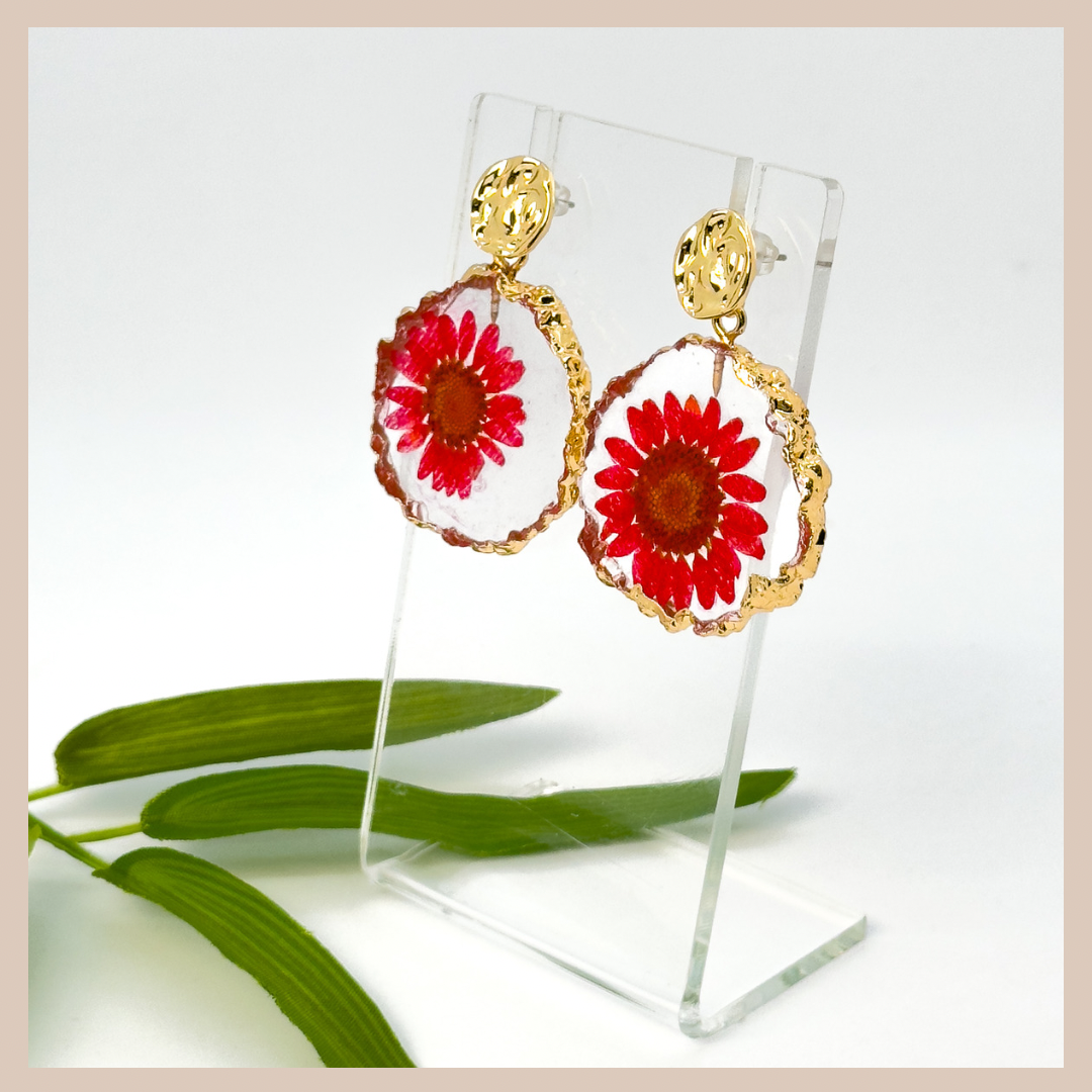 Red Daisy Resin Drops - Botanical