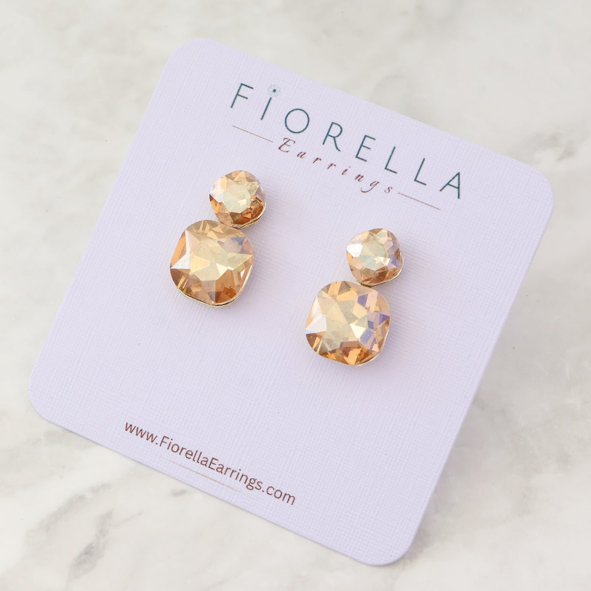 Radiance Duo Gem Earrings - Champagne
