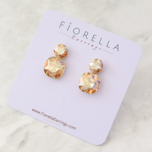 Radiance Duo Gem Earrings - Champagne