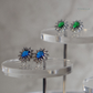 Oval Halo Studs - Sapphire Blue