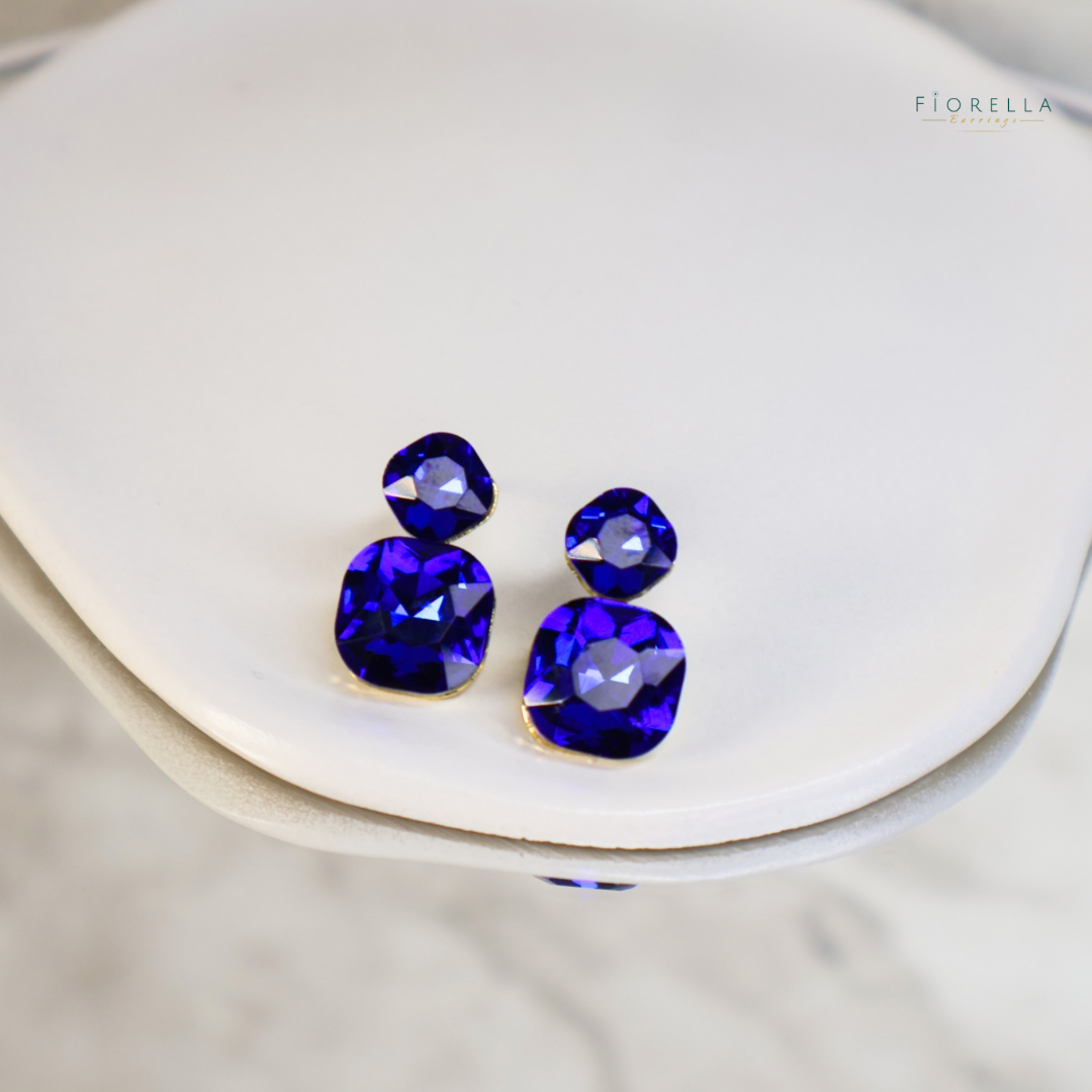 Radiance Duo Gem Earrings - Sapphire