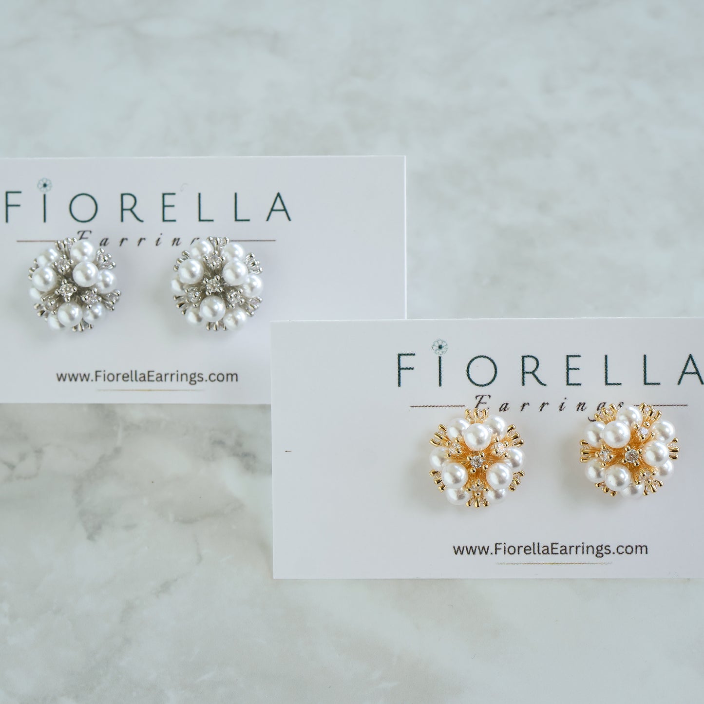 Fiore Pearl Stud Earrings - Silver