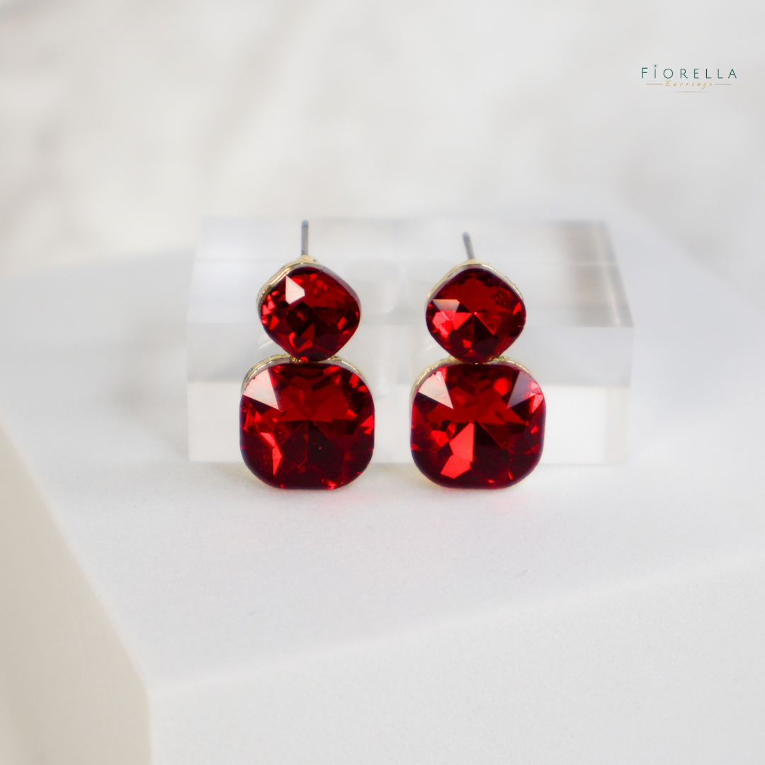 Radiance Duo Gem Earrings - Ruby