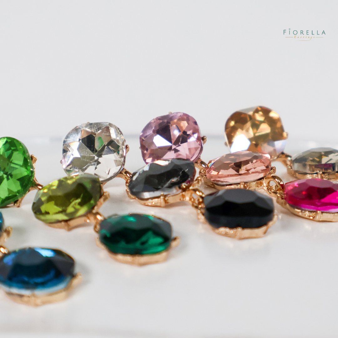 Black Trio Crystal Drop Earrings