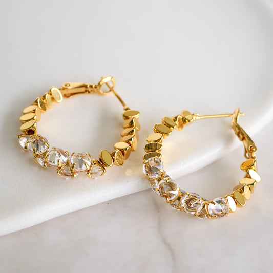 LUMINA Crystal Hoop Earrings - Gold