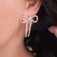 Iridescent Gold Diamanté Wide Bow Earrings