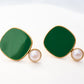 Viva Pearl Stud Earrings - Forest Green