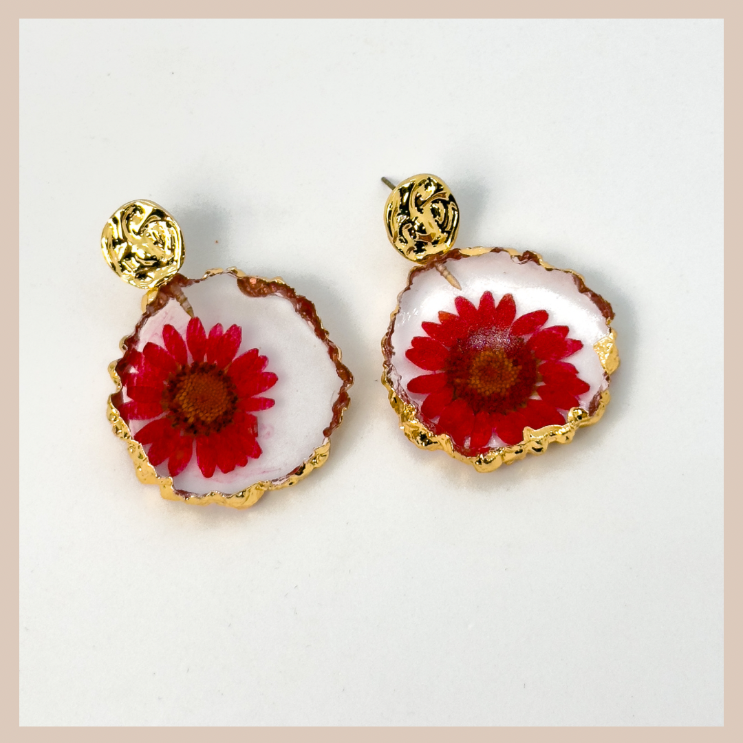 Red Daisy Resin Drops - Botanical