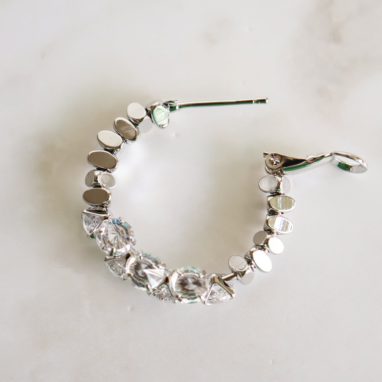 LUMINA Crystal Hoop Earrings - Silver