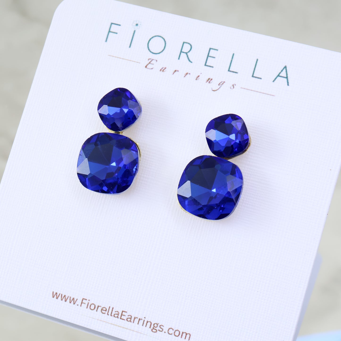 Radiance Duo Gem Earrings - Sapphire